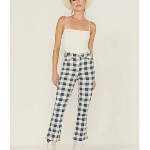 Wrangler Blue and White Checkered Flare Jeans